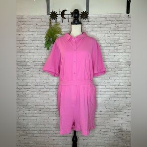 NWT Lime N Chili OTT Barbie Pink Ruffle Button Down Romper